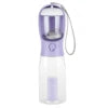 3in1 Pet Water Bottle for Cats-Portable 20oz Leak Proof Container with Poop Bag Dispenser for Travel Hiking Outdoor Use