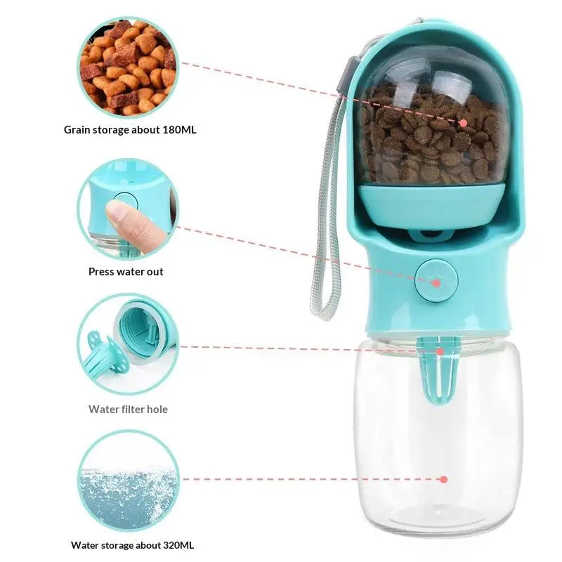 ❤Portable 2 In 1 Pet Water Bottle With Food Dispenser Dog Cat Travel Pet Water Cup Bottle For Outdoor Walking And Trips